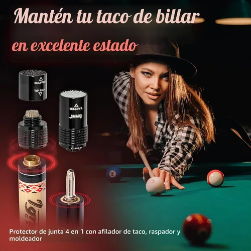 Vista 5 de IgnatGames Taco de billar profesional de arce canadiense de 58 pulgadas con eje de desviación bajo + estuche rígido, herramienta de punta de palo