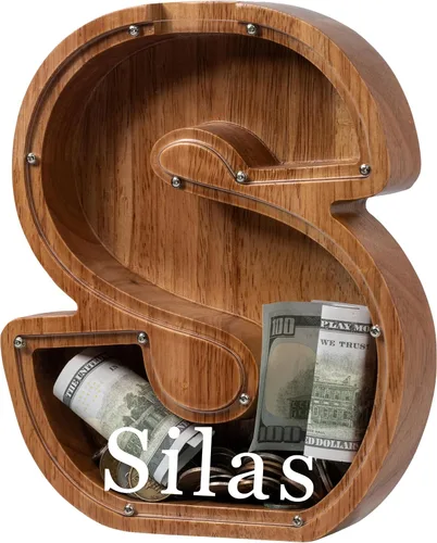 Vista 84 de Alcancía para niños y niñas, alcancía de madera con letra grande del alfabeto con inicial A, banco de monedas, regalos divertidos para cumpleaños