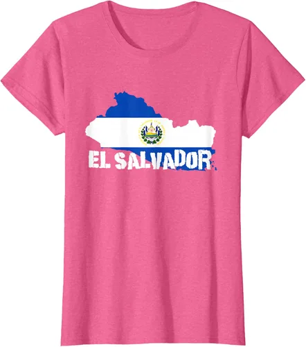 Vista 53 de Camiseta con la bandera de El Salvador, mapa de El Salvador, camiseta de Salvador para mujer, Negro
