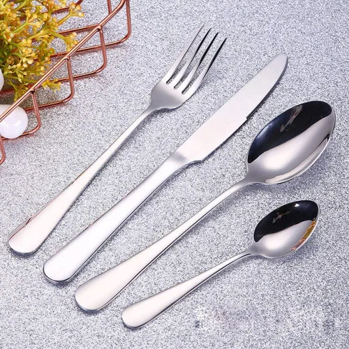 Vista 12 de 4pcs Set Cutlery Dinnerware 304 Stainless Steel Flatware Set Tableware Dinner Spoon Fork Knife Flatware Serving Sets (Black)