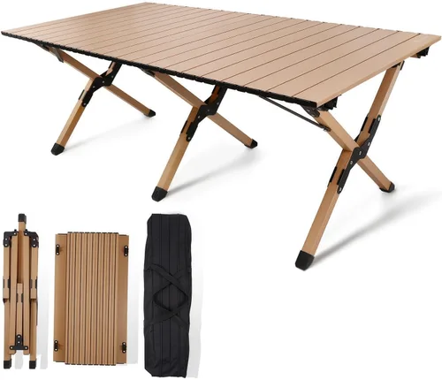 Vista 10 de rollingsurfer - Mesa plegable para acampar, mesa ligera enrollable de aluminio, mesa de picnic baja portátil con bolsa de fácil transporte para Negro
