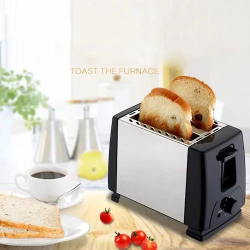 Vista 6 de Tostadora delgada de 2 rebanadas, tostadora de pan compacta de acero inoxidable con ranuras anchas emergentes automáticas y bandeja para migas