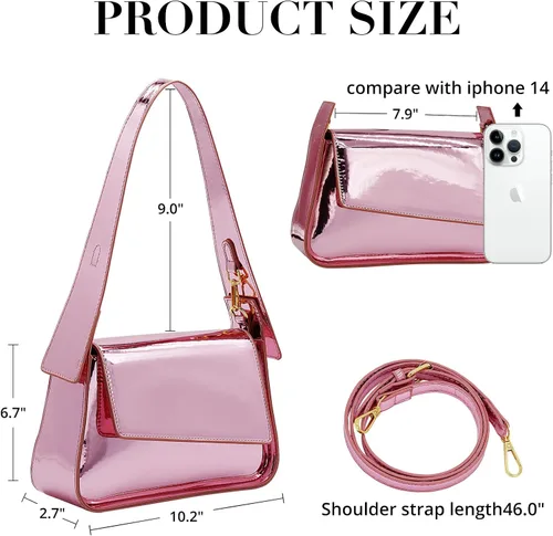 Vista 6 de Bolsos hobo para mujer, Y2k, plateado, bolso de mano, bolso de mano, bolso de mano, bolso de fiesta, bolso de mano, bolsos cruzados 2023