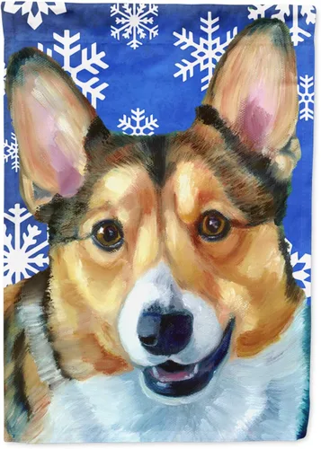 Vista 171 de Caroline's Treasures SC9374GF Bulldog English Snow flakes Holiday Garden Flag Buzón Bandera decorativa para patio exterior, patio, obras de arte