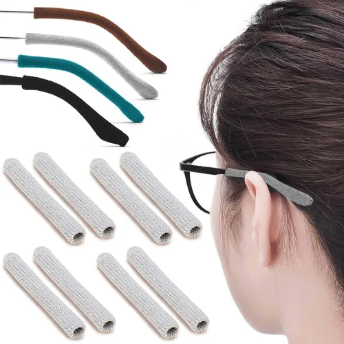 Vista 12 de 2 pares de almohadillas suaves mejoradas para orejas de gafas, agarres antideslizantes de algodón tejido para gafas, puntas cómodas de patillas 2