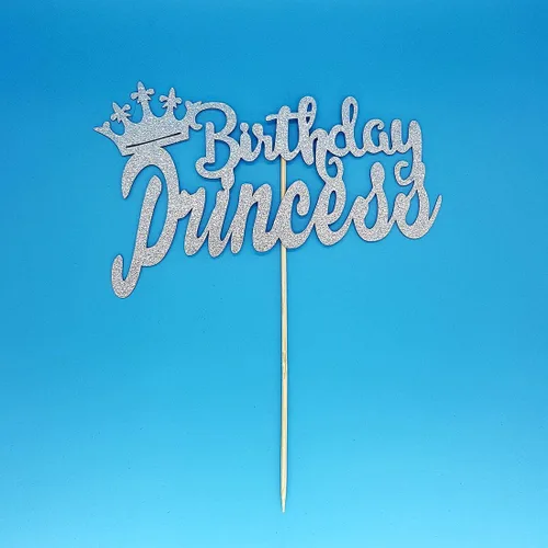 Vista 5 de Decoración de pastel de cumpleaños para decoración de fiesta de cumpleaños de princesa, purpurina plateada de doble cara