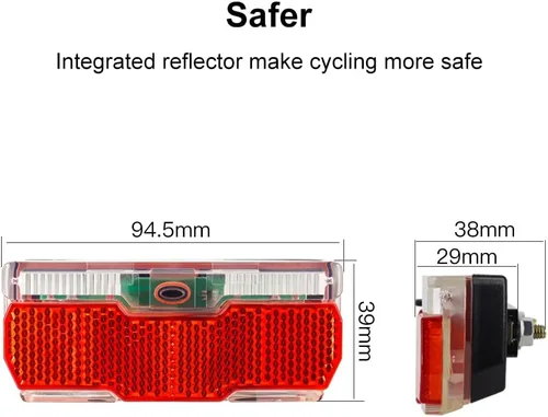 Vista 5 de Luz trasera para portabicicletas con 2 modos constante e intermitente, luz trasera de bicicleta fácil de instalar en el estante de carga, ajuste