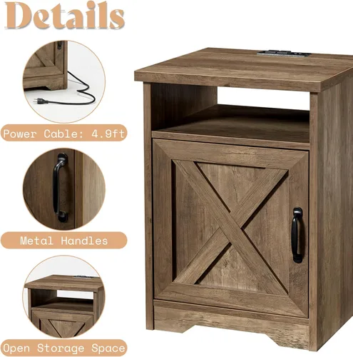 Vista 5 de AMERLIFE - Juego de mesa auxiliar de 3 piezas para sala de estar, madera de granero Barnwood