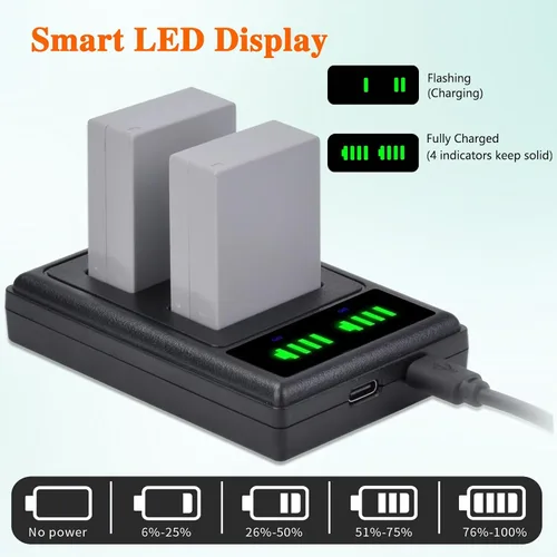 Vista 4 de Pickle Power Batería NB-10L Paquete de 2 y cargador dual LED para cámara digital Canon PowerShot G15, G16, G1X, G3X, SX40 HS, SX40HS, SX50 HS, SX60