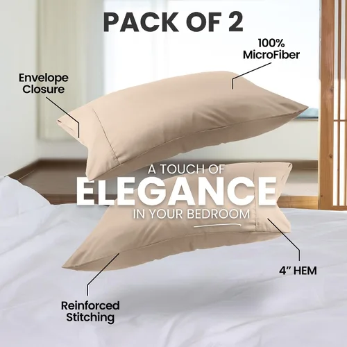 Vista 5 de Utopia Bedding - Juego de 2 fundas de almohada tamaño estándar, con cierre de sobre, tela de microfibra cepillada suave, resistentes al encogimiento