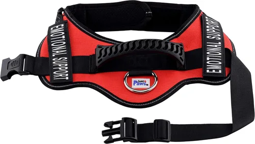 Vista 5 de Just 4 Paws Chaqueta de arnés para perro de apoyo emocional con asa acolchada, 6 tamaños, correas ajustables y 2 parches reflectantes extraíbles Rojo