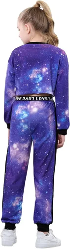 Vista 4 de Betusline Conjuntos de 2 piezas para niñas, lindos conjuntos de ropa de otoño e invierno, 4T-14 años