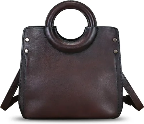 Vista 2 de Bolsos de cuero genuino para mujer, bolso de mensajero de moda vintage de cuero real, bolso de hombro, bolso cruzado