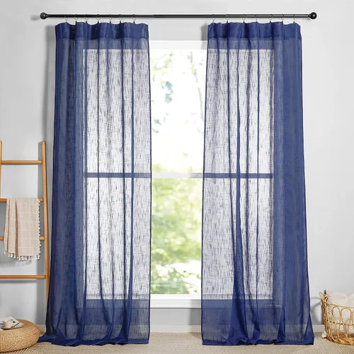 Vista 97 de RYB HOME - Cortinas de lino texturizado semitranslúcidas, privacidad media, filtro de luz, decoración de ventana para dormitorio/baño/sala de estar