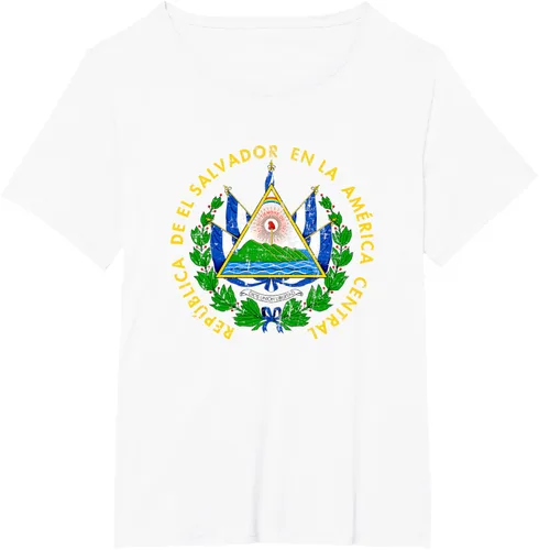 Vista 88 de Escudo de armas de El Salvador Salvadoran Distressed Design T-Shirt