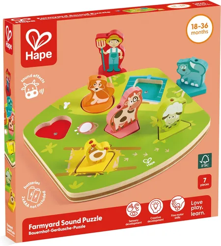 Vista 8 de Hape – Farmyard Sound Puzzle Game (10 pieza), multicolor, 5" x 2