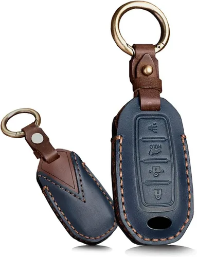 Vista 9 de ontto Funda de cuero para llavero de automóvil para Infiniti 2020 2021, Azul (3 botones)