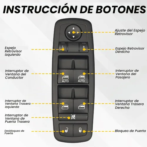 Vista 2 de Interruptor maestro de ventana de alimentación del lado del conductor 9 pines + 3 pines Compatible con 2009 2010 2011 2012 Dodge Ram 1500 2500 3500