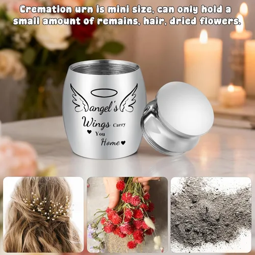 Vista 3 de SOITIS Urna de madera con forma de corazón personalizada, mini urnas para cenizas humanas de 1.2 pulgadas, pequeñas urnas para cenizas humanas
