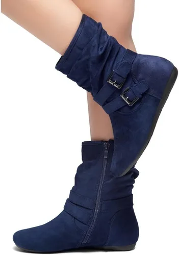 Vista 6 de Herstyle Lindell - Botines planos para mujer, a la moda, holgados, a media pantorrilla