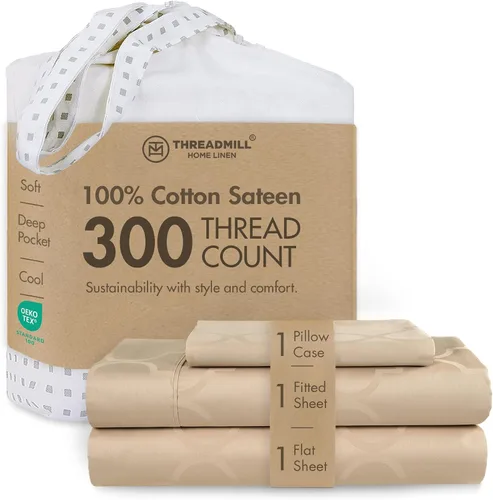 Vista 53 de Threadmill Juego de sábanas de algodón Twin Sábanas 100% algodón para cama tamaño Twin Juego de sábanas de satén jacquard damasco con bolsillo