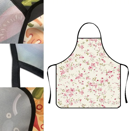Vista 4 de Lindos delantales para mujer, delantales florales, delantales de cocina impermeables de poliéster para cocina, hornear, asar, pintura, aseo