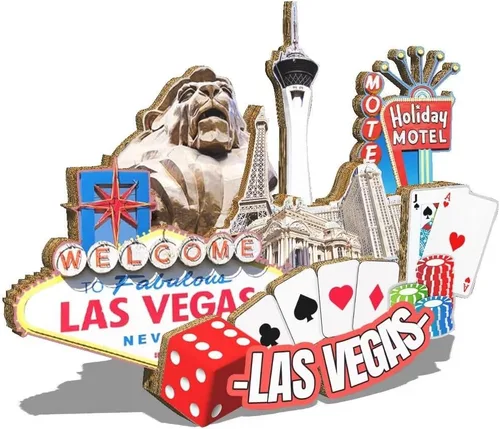 Vista 2 de Imán de madera para nevera, diseño de Las Vegas, diseño 3D, para viajes, coleccionables, recuerdos, decoración hecha a mano