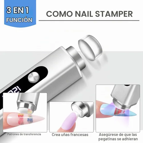 Vista 8 de NXJ INFILILA Luz UV de mano para uñas de gel, lámpara de uñas de curación Plateado