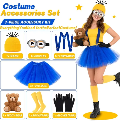 Vista 2 de LUYI 7 piezas de disfraces de Halloween para mujer, juego de accesorios
