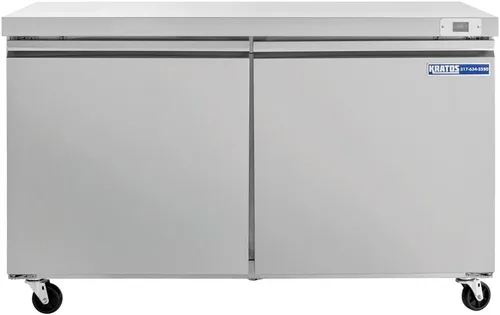 Vista 2 de Kratos Congelador comercial bajo encimera, 61" W, 2 puertas, acero inoxidable (69K-753)