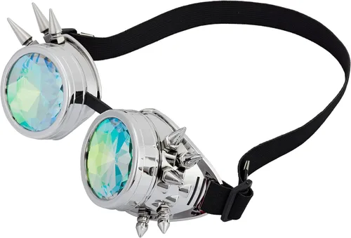 Vista 26 de Gafas caleidoscopio para raves trippy psicodélico steampunk con lentes de cristal de difracción de prisma arcoíris