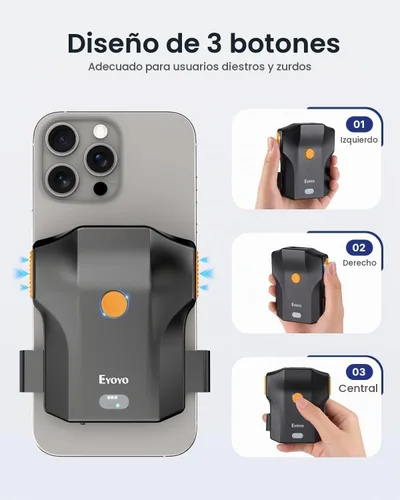 Vista 5 de Eyoyo Bluetooth Escáner de Código de Barras Inalámbrico: Lector de Código de Barras 1D Portátil con Clip para la Parte Trasera del Teléfono
