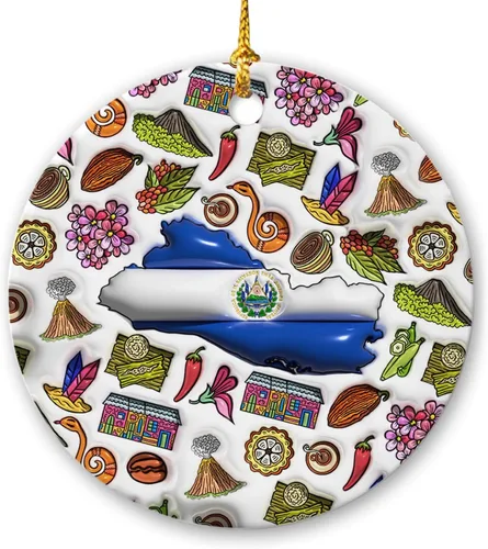 Vista 92 de Lotacy Bandera argentina argentina de Navidad de cerámica 2D impresa adorno con símbolos, decoración del hogar argentina regalos para hombres