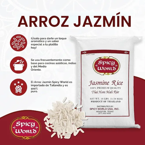 Vista 2 de Puro arroz Jasmine de Tailandia Spicy World, bolsa de 10 libras