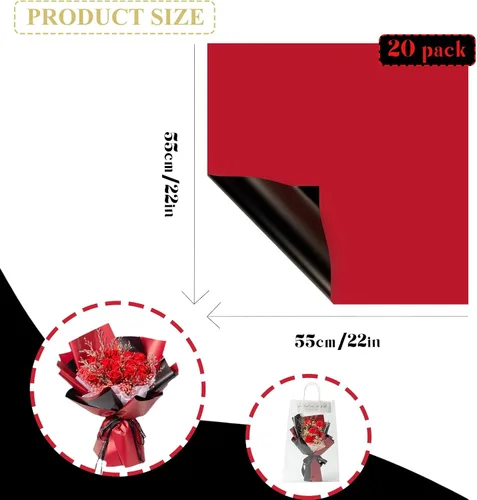 Vista 2 de Gloreyan 20 hojas de papel de regalo de flores, ramo de floristería para manualidades, ramo de flores frescas, envoltura impermeable, caja