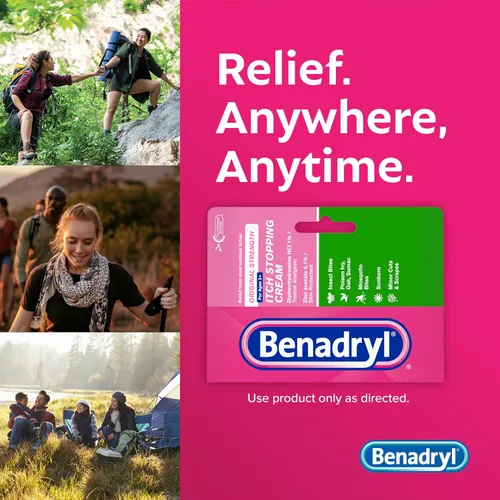 Vista 4 de Benadryl Fuerza Original Crema Antipicazón, Alivio de la picazón por picaduras de insectos, Analgésico tópico de Difenhidramina HCl y protector