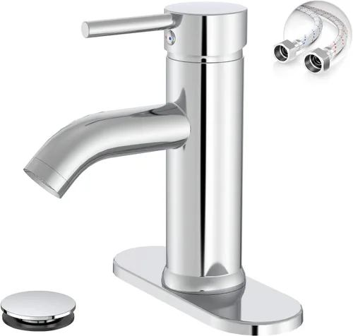 Vista 9 de Canilla monomando Greenspring para lavamanos de baño, de acero inoxidable, SYNCHKG080148