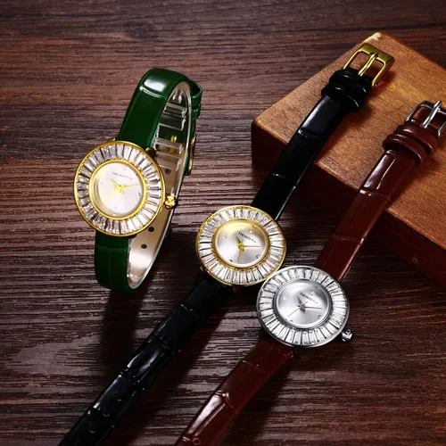 Vista 6 de Avaner Reloj de cara pequeña para mujer, reloj de cuero ultra delgado, reloj de pulsera de cuarzo analógico, reloj de vestir elegante para mujer