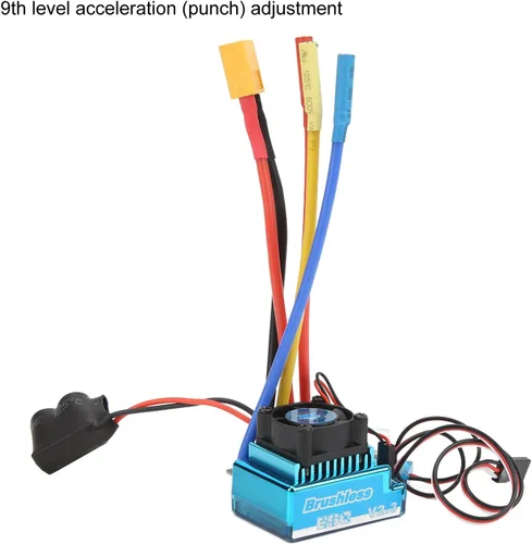 Vista 5 de ESC sin escobillas de 120 A, impermeable 2-4S, controlador de velocidad eléctrico programable ESC con aceleración de 9 niveles, enchufe XT60 a