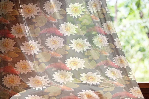 Vista 42 de Ambesonne Cortinas de tul Eiffel con bolsillo para barra, globos retro de corazón de café, remolinos de hito francés, cortina transparente
