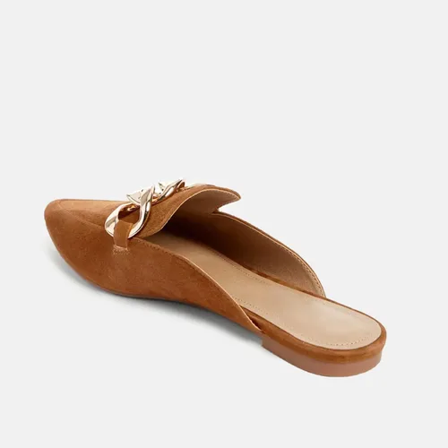 Vista 3 de Juliet Holy Mocasines planos para mujer, con puntera puntiaguda, sin espalda, sin cordones, con cadena de metal