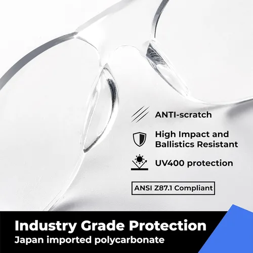 Vista 3 de amoolo Gafas de seguridad para hombres y mujeres, protección ocular transparente para trabajo, laboratorio, construcción