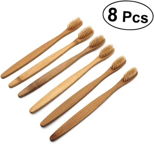 Vista 5 de Healifty Juego de 8 cepillos de dientes naturales de bambú para dientes sensibles