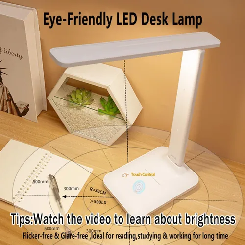 Vista 3 de Lámpara de escritorio LED recargable inalámbrica con batería de 4000 mAh, diseño ligero ultraportátil para oficina en casa, estudiantes y estudio