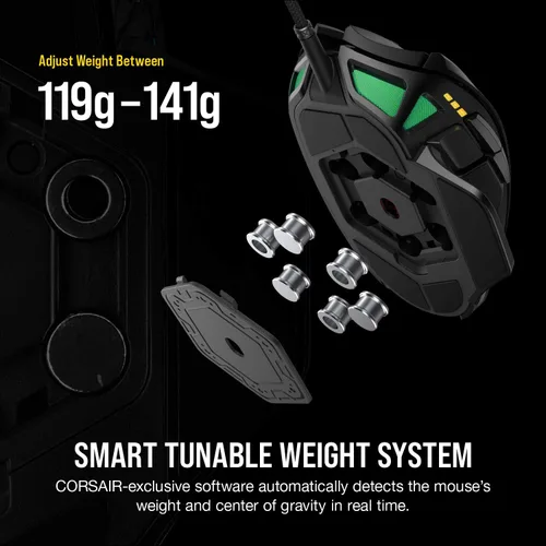 Vista 7 de Corsair Nightsword RGB - Mouse ergonómico óptico para juegos FPSMOBA con retroiluminación RGB LED 18000 DPI negro y MM700 RGB extendido de tela
