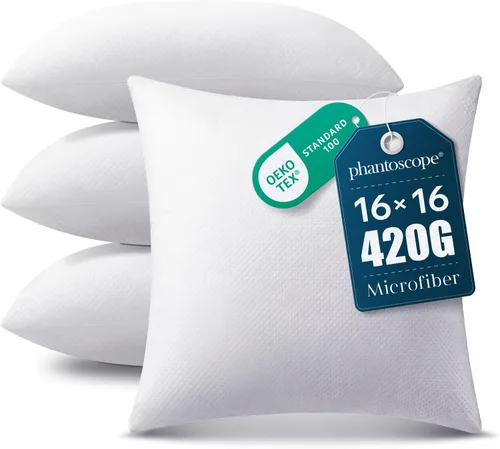 Vista 24 de Phantoscope - Insertos de almohada, 100% poliéster hipoalergénico de fibra virgen, almohadas cuadradas para sofá, sillón, cama, 12x20 pulgadas