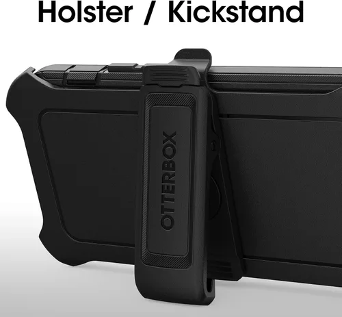 Vista 6 de OtterBox Funda para iPhone 14 Pro (solamente) Defender Series, color negro, resistente y duradero, con protección de puerto, incluye soporte de clip