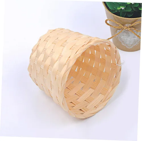 Vista 9 de Unomor 10 unids pequeña cesta apoyos snack Rattan Mini cesta tejida de madera para tejer cesta tejida cesta sauce comida bambú tejido flores cestas