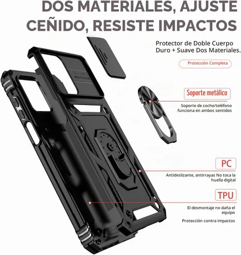Vista 3 de Funda para Redmi Note 12 5G, Poco X5 5G 22111317PG Funda con protector de pantalla de vidrio templado y cubierta de cámara deslizante, soporte