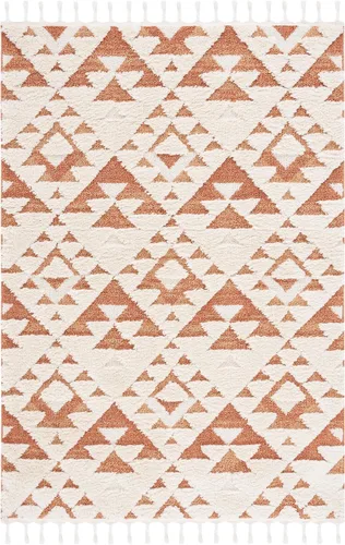 Vista 38 de SAFAVIEH Alfombra marroquí con borlas, 2 x 3 pies, marfil y marrón, no desprende pelusa y fácil de limpiar, textura alta y baja, ideal
